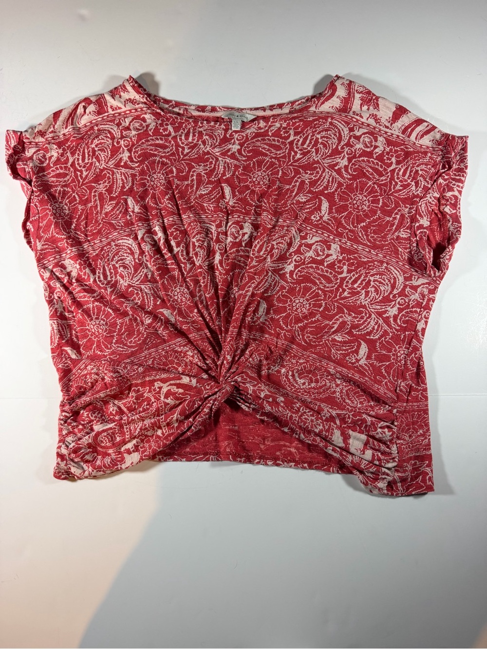 Lucky Brand Red Floral Twist-Front Blouse